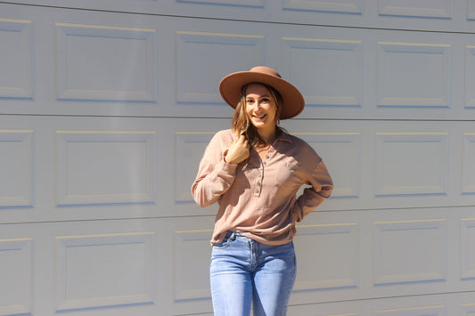 Francine Taupe Button Down
